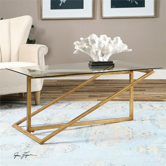 طاولة قهوة - فولاذ - زجاج - ذهبي - SG.CT.200.0047
