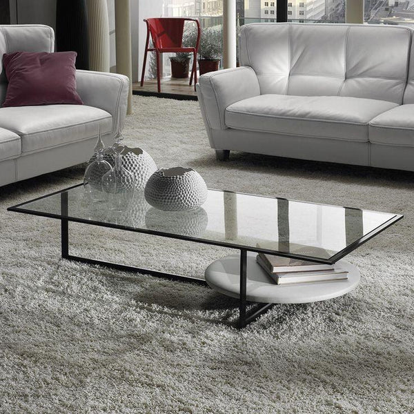 Coffee Table - Steel - Glass - Black - 100x50x40 cm - Cataloug