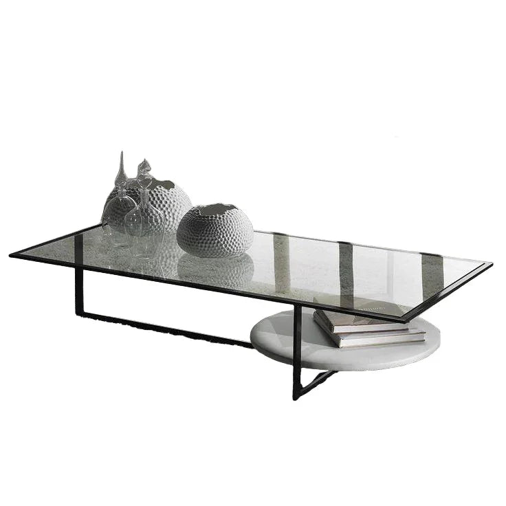 Coffee Table - Steel - Glass - Black - 100x50x40 cm - Cataloug