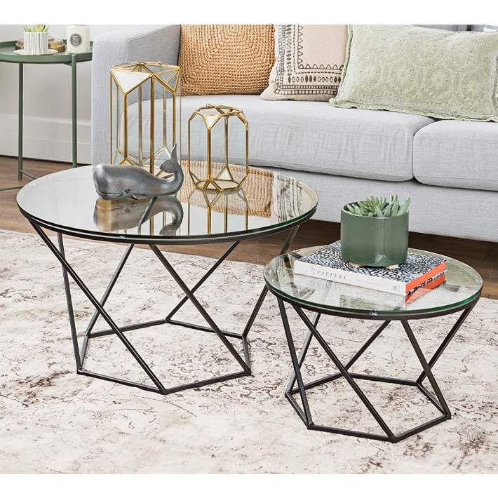 Coffee Table - Steel - Glass - Black - 80x50x50 cm - Cataloug