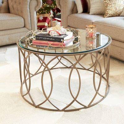 Coffee Table - Steel - Glass - Gold - 80x80x50 cm - Cataloug