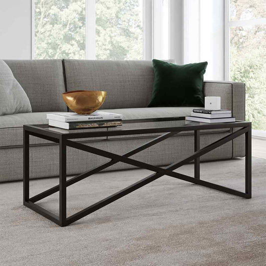 طاولة قهوة - فولاذ - زجاج - أسود - SG.CT.200.0056