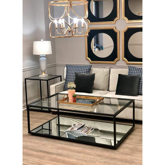 طاولة قهوة - فولاذ - زجاج - أسود - SG.CT.200.0058