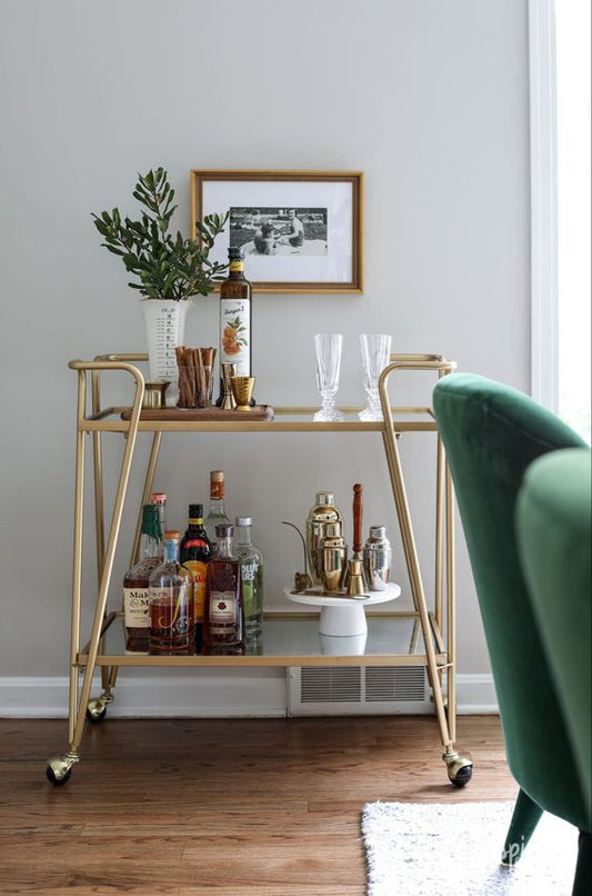 Serving Table  Steel  Glass  Gold