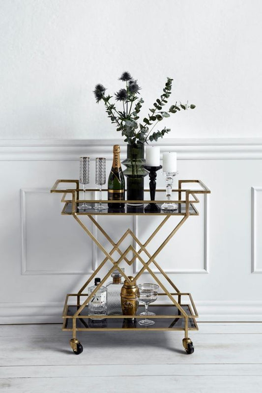 Serving Table  Steel  Glass  Gold