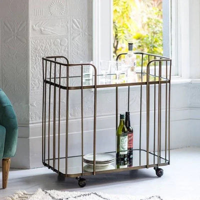 Serving Table - Steel - Glass - Gold - 80x80x40 cm - Cataloug