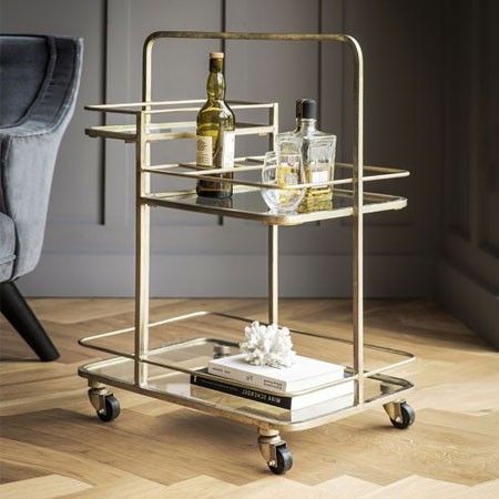 Serving Table  Steel  Glass  Gold