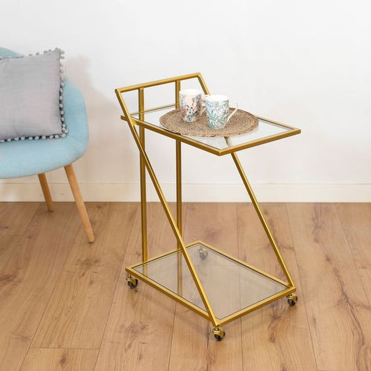 Serving Table  Steel  Glass  Gold