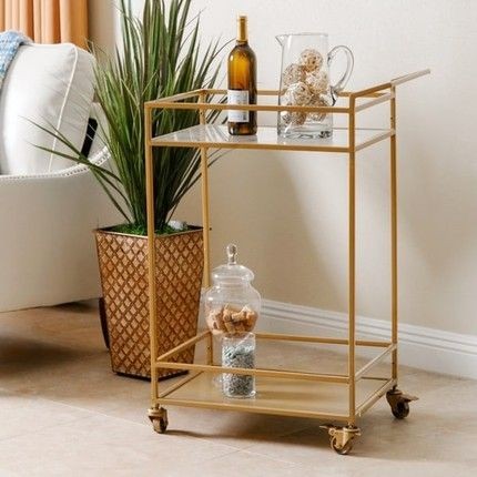 Serving Table  Steel  Glass  Gold