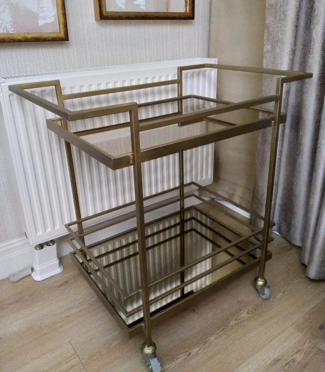 Serving Table - Steel - Glass - Gold - 80x40x90 cm - Cataloug