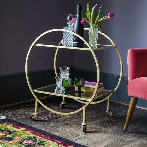 Serving Table - Steel - Glass - Gold - 80x40x90 cm - Cataloug