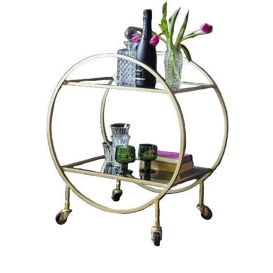 Serving Table - Steel - Glass - Gold - 80x40x90 cm - Cataloug