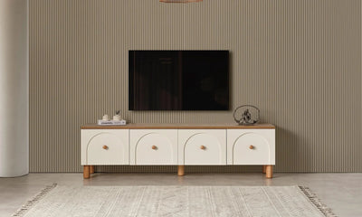 TV Unit - MDF Wood - White & Beige - 180x40x50 cm - Cataloug