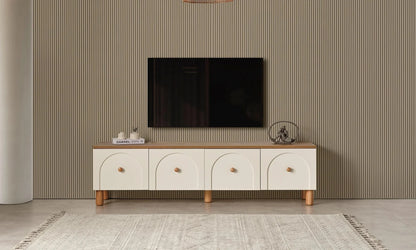 TV Unit - MDF Wood - White & Beige - 180x40x50 cm