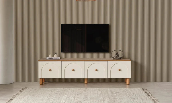 TV Unit - MDF Wood - White & Beige - 180x40x50 cm - Cataloug