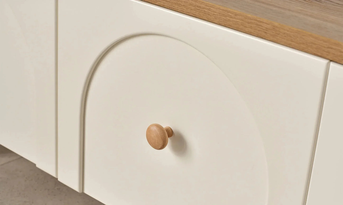 TV Unit - MDF Wood - White & Beige - 180x40x50 cm