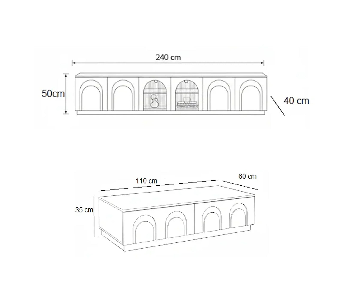 Bundle of TV Table and Coffee Table - MDF Wood - White - Cataloug