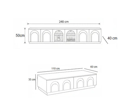 Bundle of TV Table and Coffee Table - MDF Wood - White - Cataloug