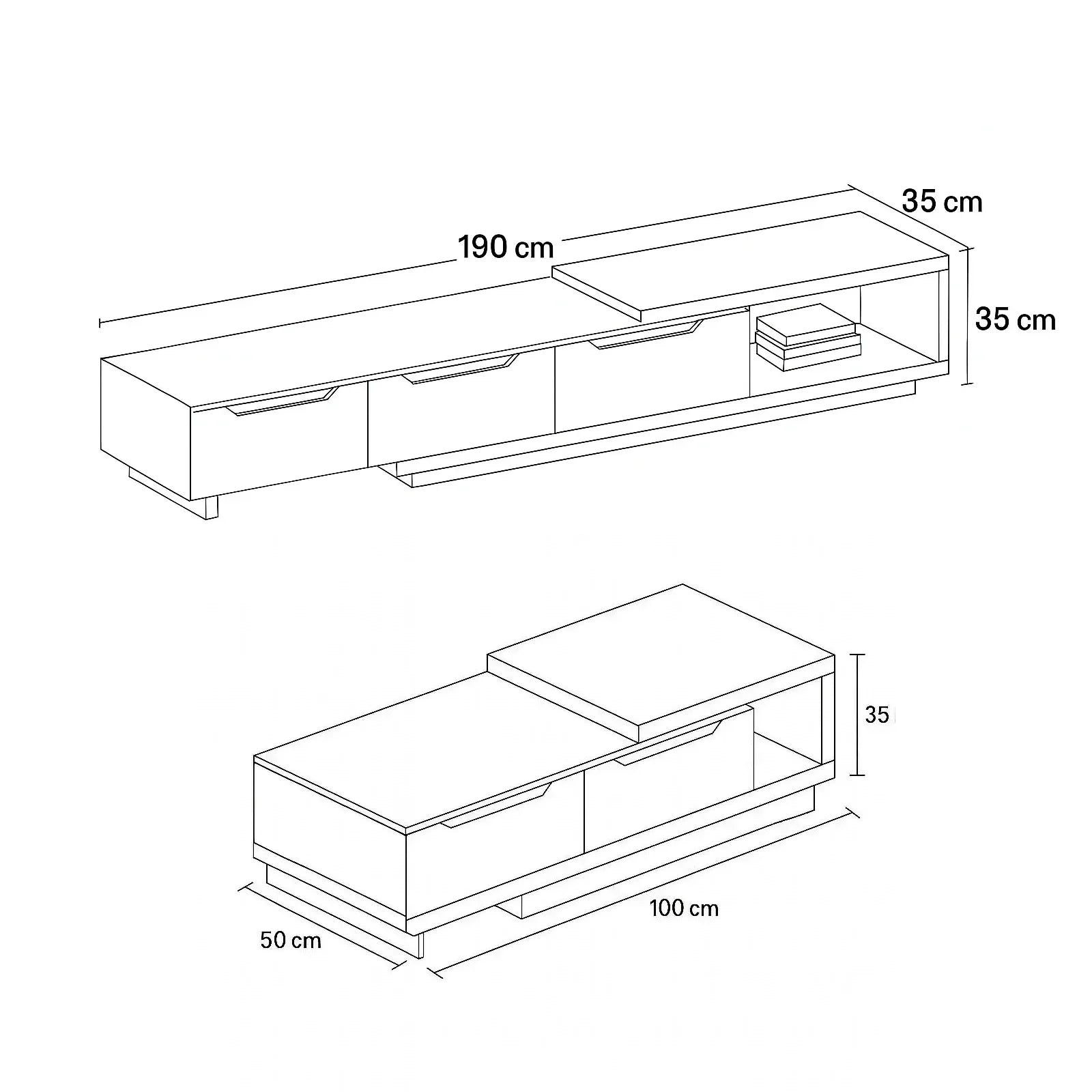 Bundle (TV Unit & Coffee Table) - MDF Wood - Multi Color - Cataloug
