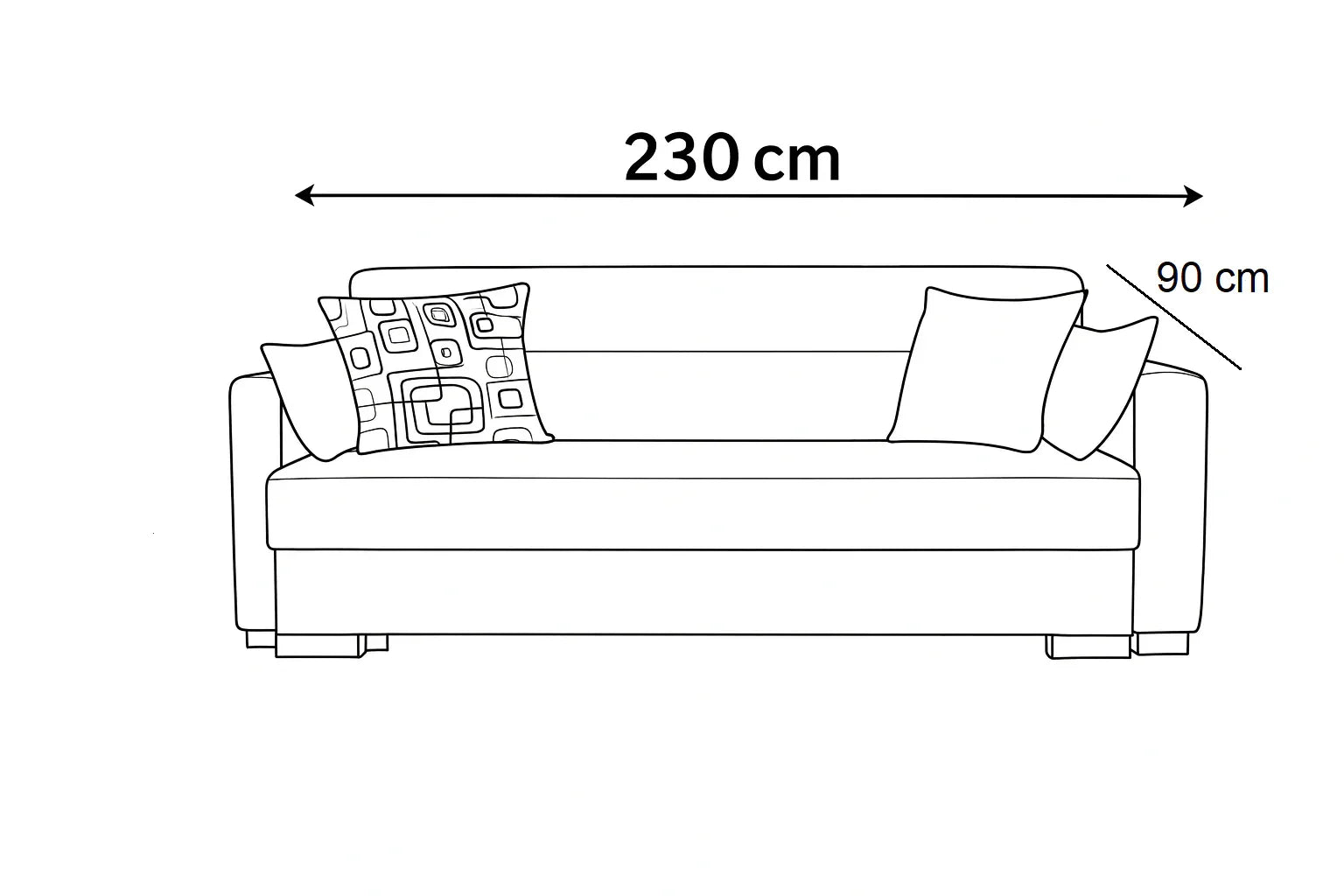 Sofa - Beech Wood - Linen Fabric - Green - 230x90 cm - Cataloug