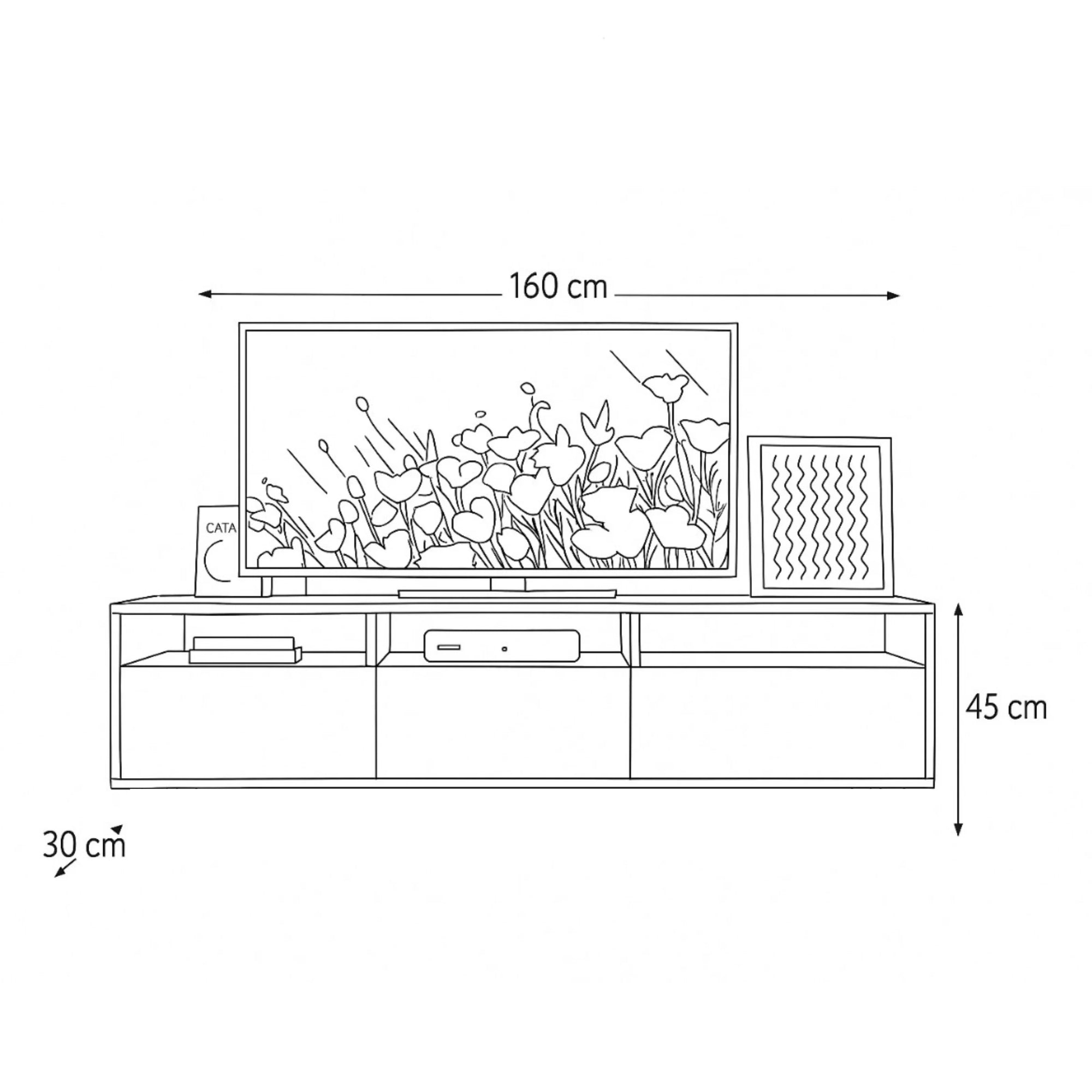TV Unit - MDF Wood - Multi Color - 160x30x45 cm - Cataloug