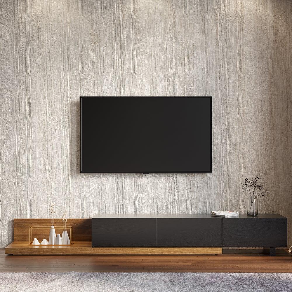 TV Unit - MDF Wood - Beige & Black - 200x40x32 cm - Cataloug
