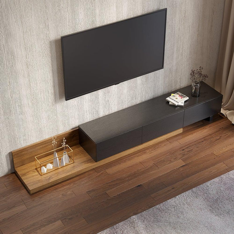 TV Unit - MDF Wood - Beige & Black - 200x40x32 cm - Cataloug