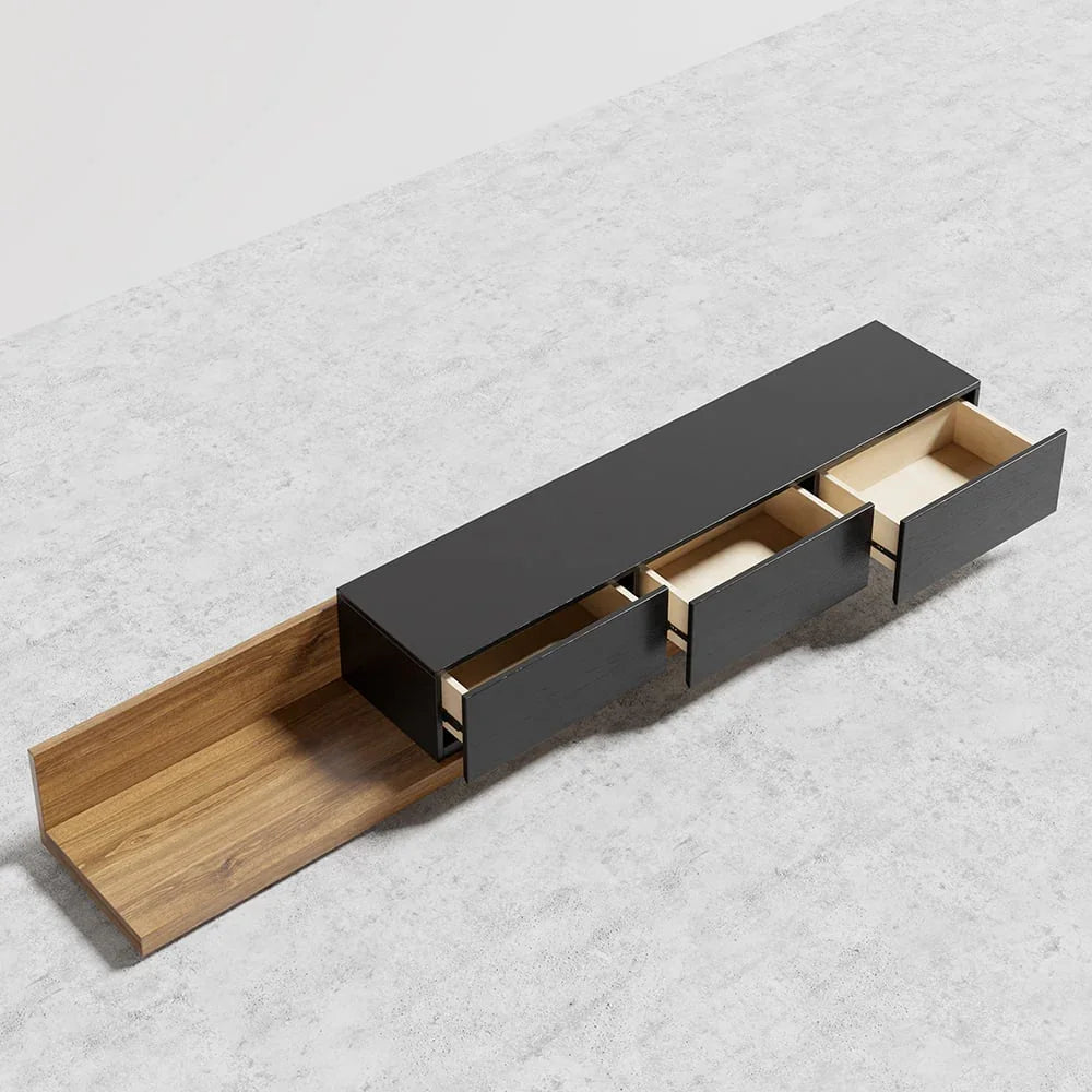 TV Unit - MDF Wood - Beige & Black - 200x40x32 cm - Cataloug