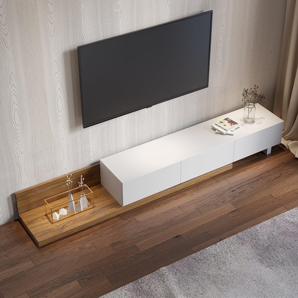 TV Unit - MDF Wood - Beige & White - 200x40x32 cm - Cataloug