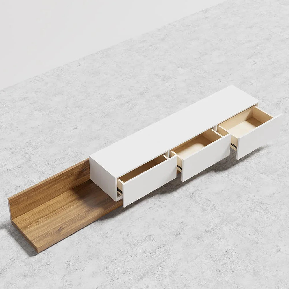 TV Unit - MDF Wood - Beige & White - 200x40x32 cm - Cataloug