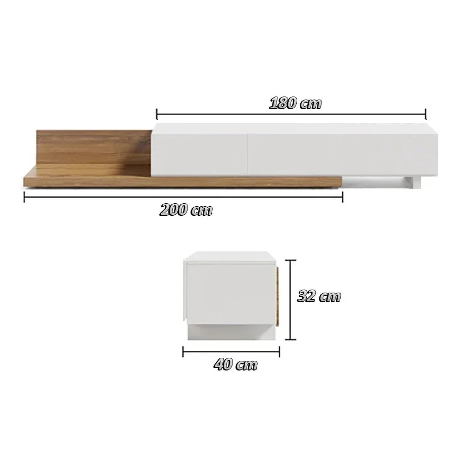 TV Unit - MDF Wood - Beige & White - 200x40x32 cm - Cataloug