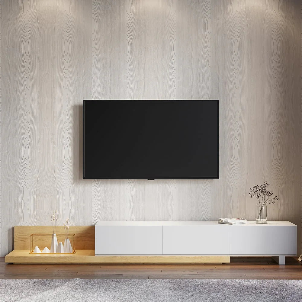 TV Unit - MDF Wood - Beige & White - 200x40x32 cm - Cataloug