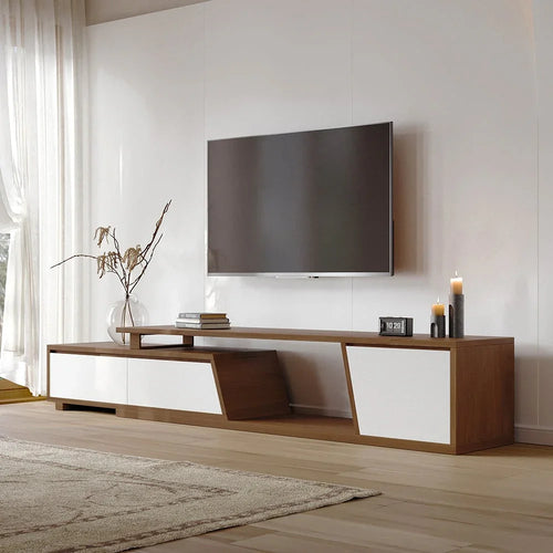 TV Unit - MDF Wood - Brown & White - 180x40x40 cm - Cataloug
