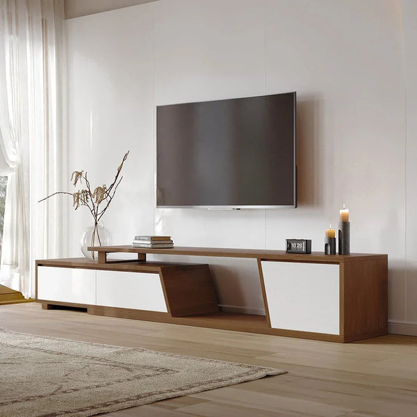 TV Unit - MDF Wood - Brown & White - 180x40x40 cm - Cataloug