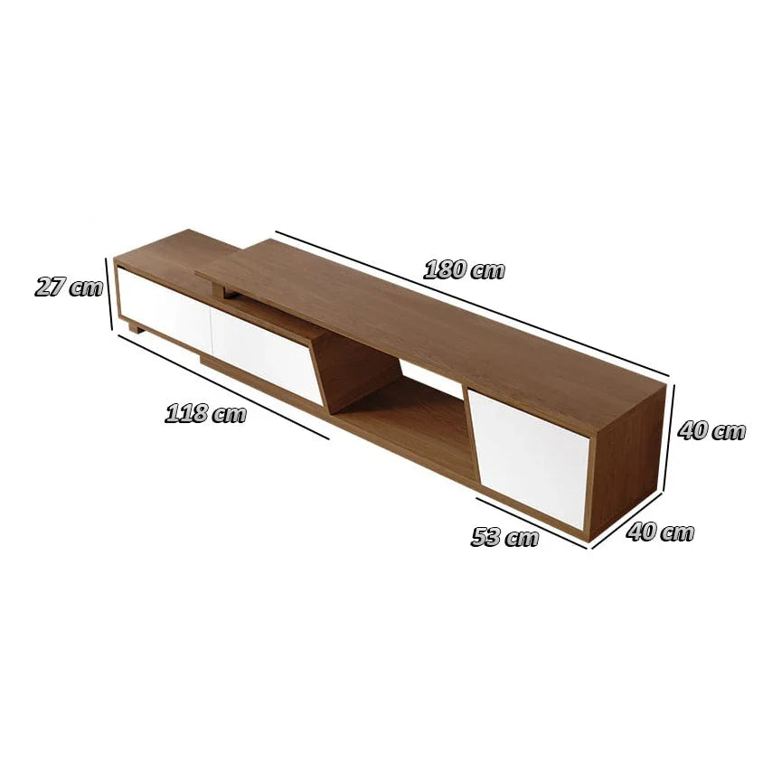 TV Unit - MDF Wood - Brown & White - 180x40x40 cm - Cataloug