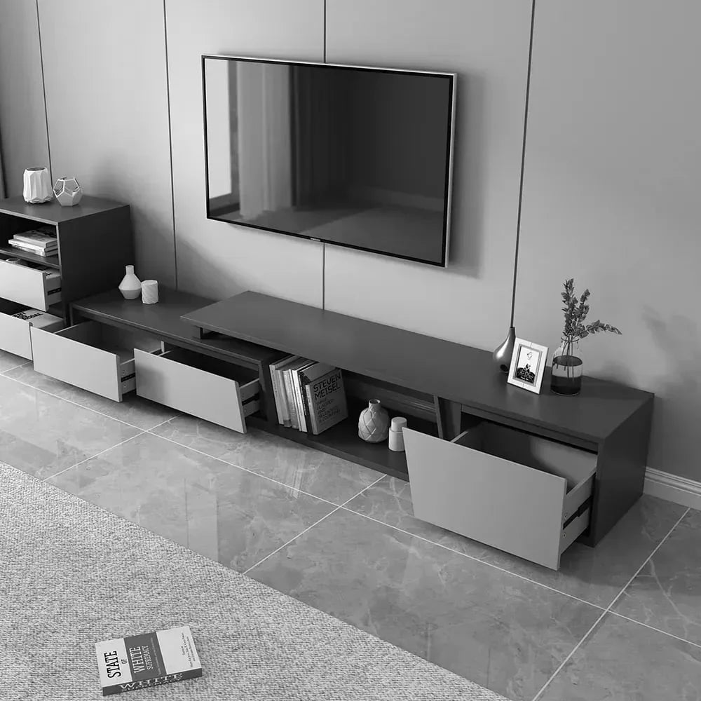 TV Unit - MDF Wood - Grey - 180x40x40 cm - Cataloug