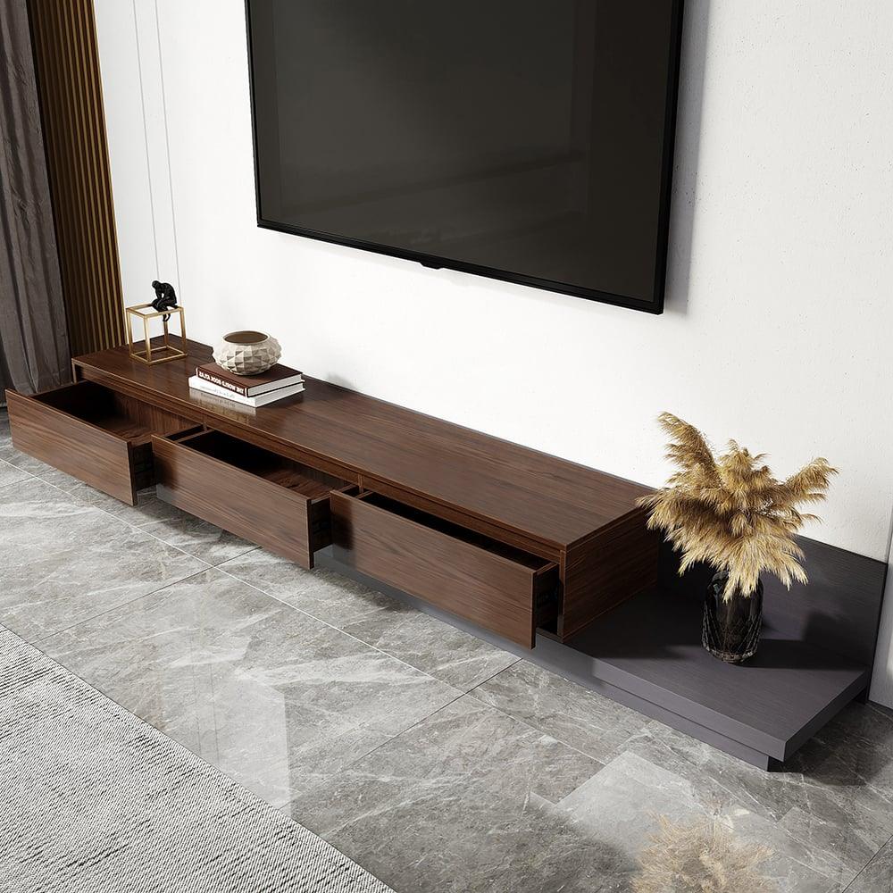 TV Unit - MDF Wood - Grey & Brown - 200x40x35 cm - Cataloug