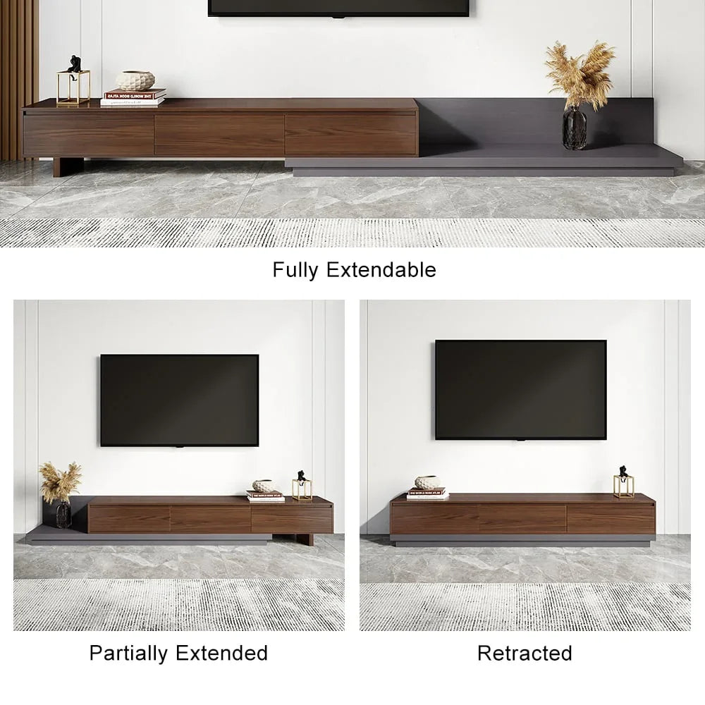 TV Unit - MDF Wood - Grey & Brown - 200x40x35 cm - Cataloug