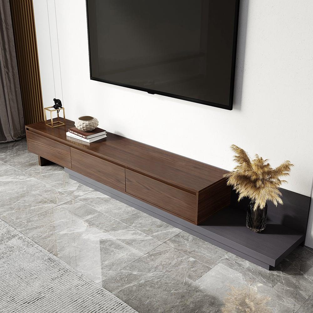 TV Unit - MDF Wood - Grey & Brown - 200x40x35 cm - Cataloug