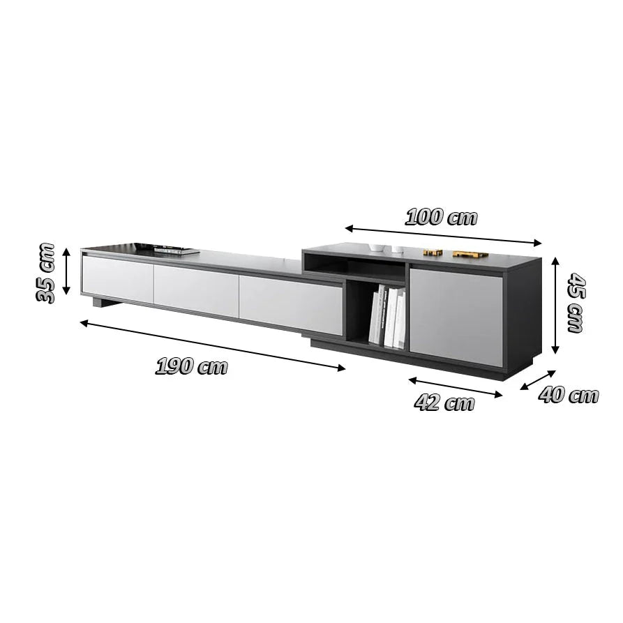 TV Unit - MDF Wood - Grey - 190x40x35 cm - Cataloug