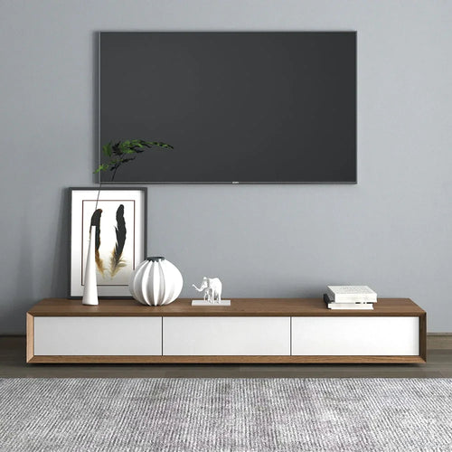 TV Unit - MDF Wood - Brown & White - 180x40x25 cm - Cataloug