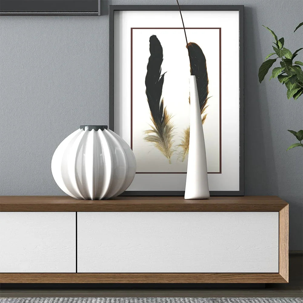 TV Unit - MDF Wood - Brown & White - 180x40x25 cm - Cataloug