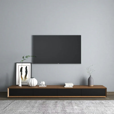 TV Unit - MDF Wood - Black & Brown - 220x40x25 cm - Cataloug