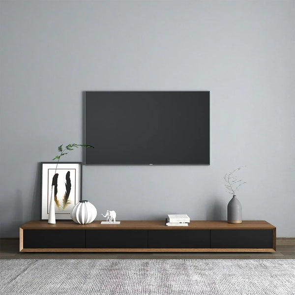 TV Unit - MDF Wood - Black & Brown - 220x40x25 cm - Cataloug