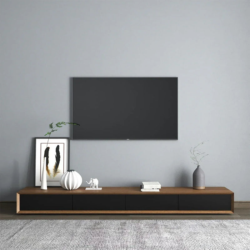 TV Unit - MDF Wood - Black & Brown - 220x40x25 cm - Cataloug