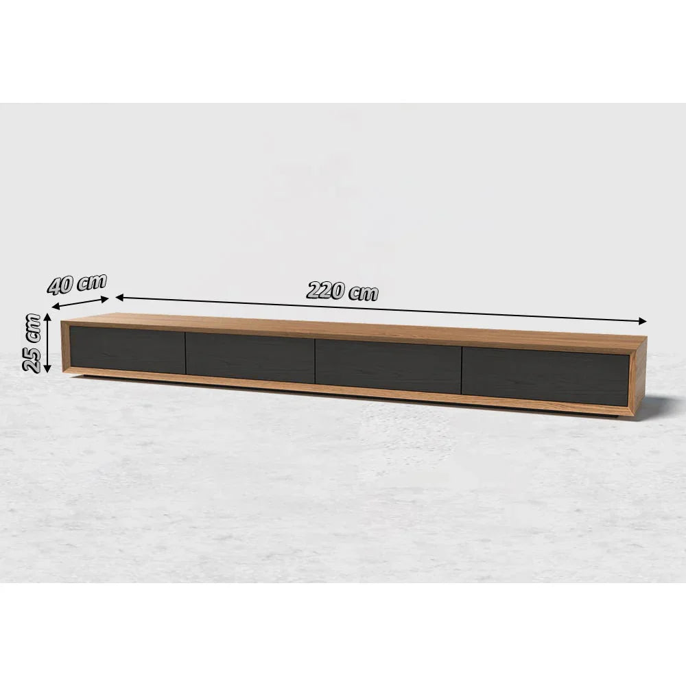 TV Unit - MDF Wood - Black & Brown - 220x40x25 cm - Cataloug
