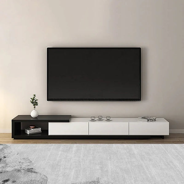 TV Unit - MDF Wood - Black & White - 180x40x35 cm - Cataloug