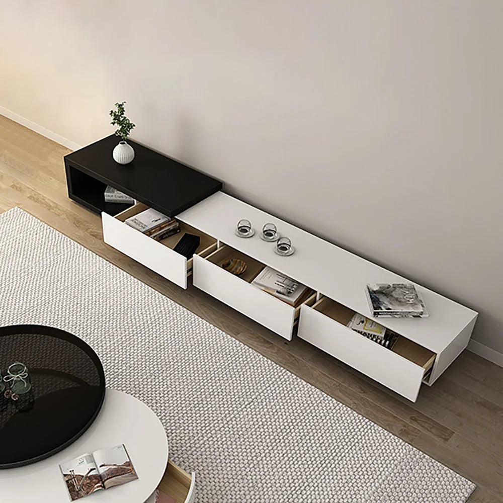 TV Unit - MDF Wood - Black & White - 180x40x35 cm - Cataloug