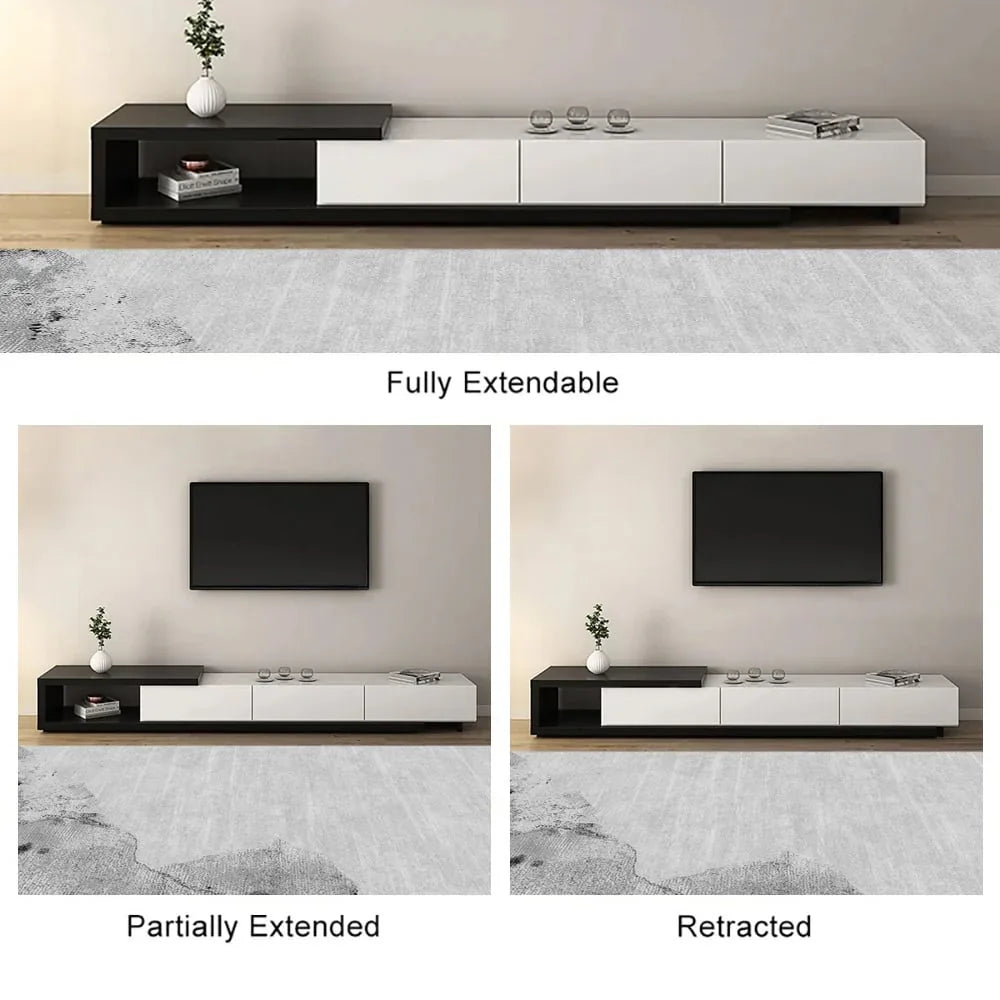 TV Unit - MDF Wood - Black & White - 180x40x35 cm - Cataloug