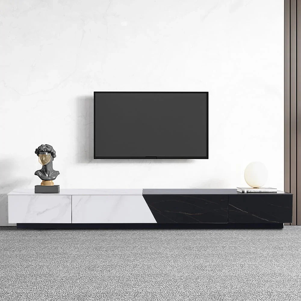 TV Unit- MDF Wood - White & Black - 200x40x26 cm - Cataloug